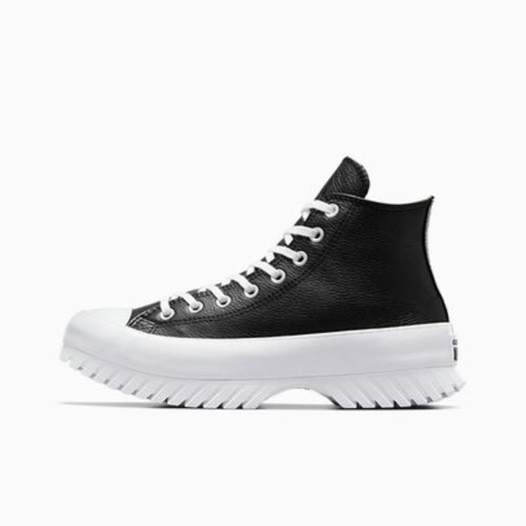 Converse Black Leather Platform Sneakers Chuck Taylor All Star Lugged 2.0 size 5 - Picture 4 of 9